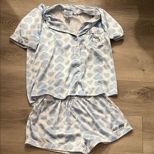 Hello Kitty Light Blue Heart Pajama Set 🩵